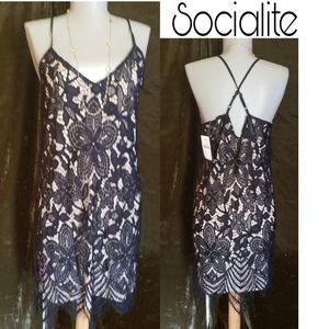 Socialite black lace dress. Sz Med