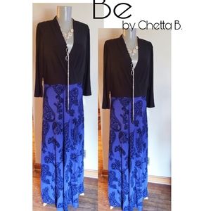 Be by Chetta B. Blu/blk maxi dress. Org $86 Sz 12