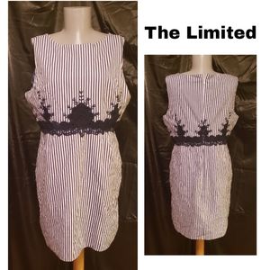 The Limited blue/ white striped embroidered dress.