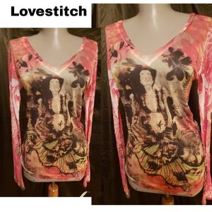Lovestitch graphic long tee. Sz Med