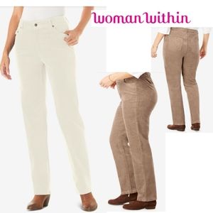 Woman Within Corduroy Straight Leg Stretch Pant.