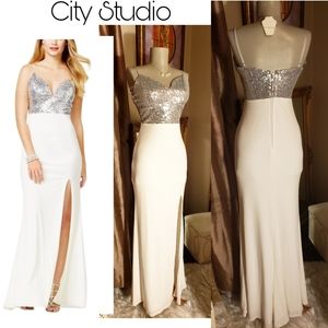 City Studio Sequined Gown Dress. Sz 3.