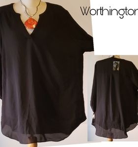Worthington vneck sheer blouse. Plus Sz OX