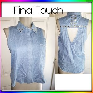 Final Touch denim sleeveless blouse. Sz Sm
