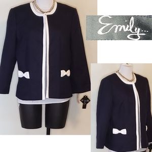 Emily blue/white trimmed jacket. Sz 12
