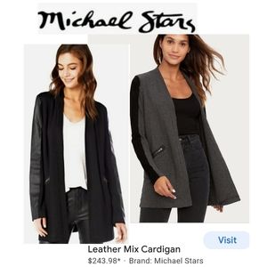 š„³ Michael Stars Zipper Pocket Leather Cardigā¦
