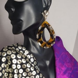 Jules B. Resin, Crystal, and tortoise hoop earring