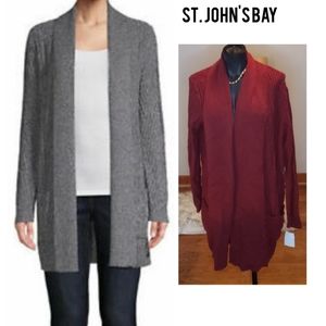 St John's Bay wine drape cardigan sweater. Sz Lrg