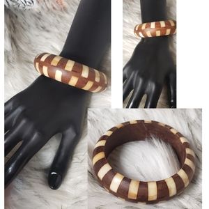 Handcrafted inlaid wooden bracelet.