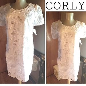 CORY white eyelet lace embroidered dress. Sz 4 Great Quality!