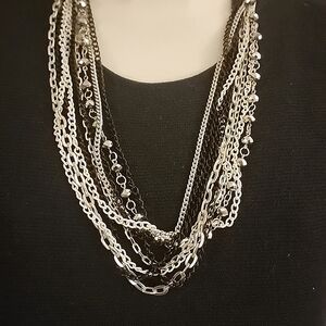 Charming Charlie 8 multi-strand necklace Black/silver/ beads