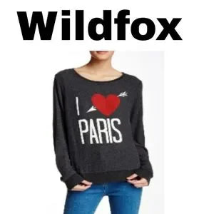 Wildfox "I Love Paris" soft top. Sz Lrg. Label removed.