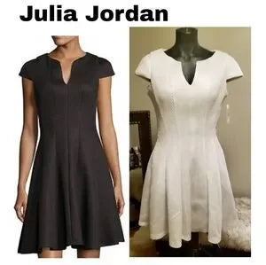 JULIA JORDAN FIT & FLARE SPLIT NECK CAP SLEEVE BLACK SZ 2 DRESS. NEW