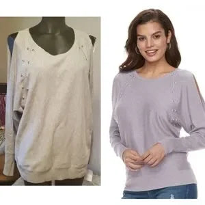 Jennifer Lopez child shoulder studded top. Sz Lrg