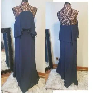Bill Levkoff Navy chiffon popover occasion dress. Sz 14 - 7055. 💥DEAL!  NWTsÂ