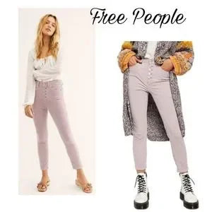 Free People Sun Chaser Cord High-Rise Skinny Pants Corduroy Frosted Lilac. SZ 27