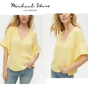 Savannah Gauze Top. Yellow. Sz Xs