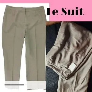 Le Suit blk/beige boxed slacks. Sz 18