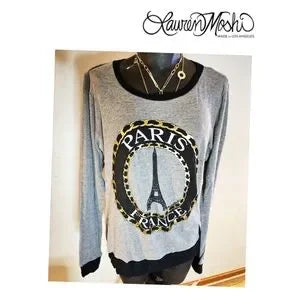 Lauren Moshi graphic long sleeve shirt. Sz Med. Stretch