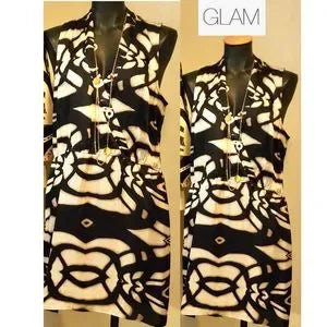 Glam boho bold black/ white dress. Size small. New.