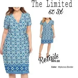 THE LIMITED Plus Size Short Sleeve Wrap Dress 3x