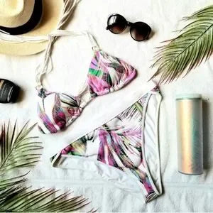 Basta tropical ribbed 2 piece swimsuit. Sz 16. Org $58