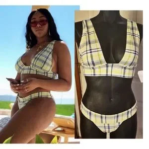 Fashion Nova plaid bikini set. Sz Small.