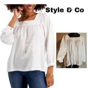 Style & Co Square Neck Top White Size 3x. NWTs