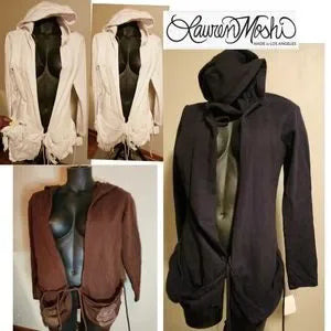 Lauren Moshi distressed pocket hoodie. 100% cotton. Quality. Sz Large