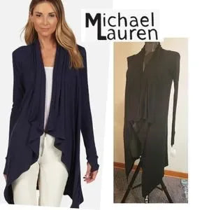 Michael Lauren TALL black jersey cardigan. Sz Med