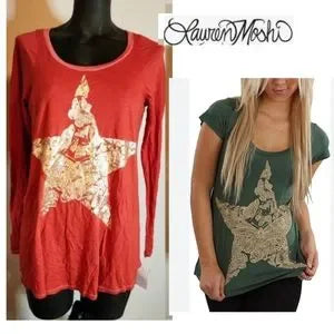 Lauren Moshi graphic long sleeve top. Sz Med.