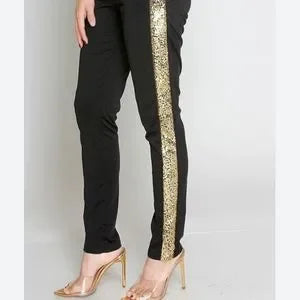 Jenn gold square sequin tuxedo pants. Sz Sm. Deal!!!