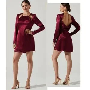 ASTR THE LABEL CARINA SATIN CHAIN LINK LONG SLEEVE MINI. Sz Med and XS avail.