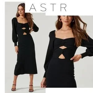 ASTR MULTI CUTOUT SWEATER MIDI DRESS. SZ SM
