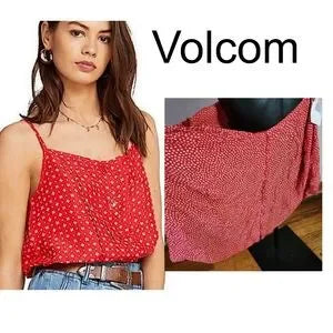 Volcom red/white polka-dot tank. Plus size 24w