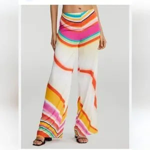 NY&Co collaboration with Gabrielle Union swirl print satin palazzo pants. Sz XXL