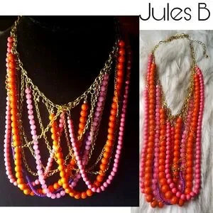 Jules B beaded multi-strand necklace. New