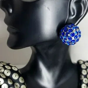 Napier blue gem/slvr studded earrings