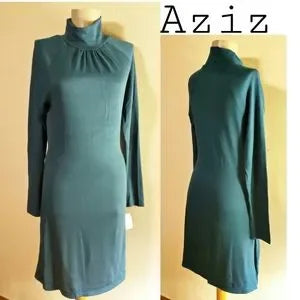 Aziz long sleeve mock neck knit sweater dress Med