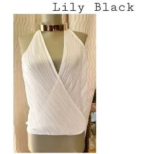 Lily Black surplice gold bar choker top. Sz Sm