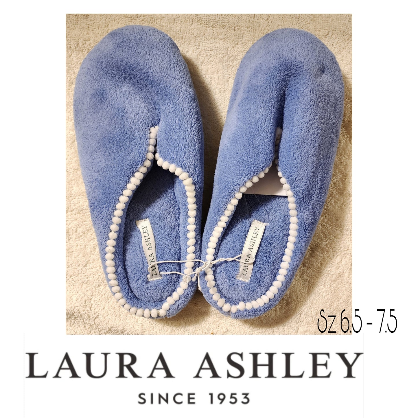 Laura Ashley comfy terrycloth slides/Slippers.  Sz 6.5 - 7.5  New