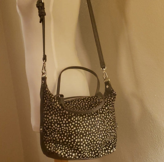 *KATE LANDRY* grey leather/fur handbag