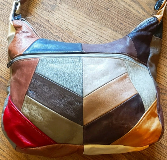 Vintage Genuine leather patchwork handbag.