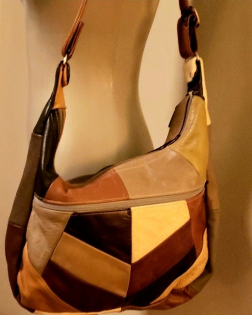 Vintage Genuine leather patchwork handbag.