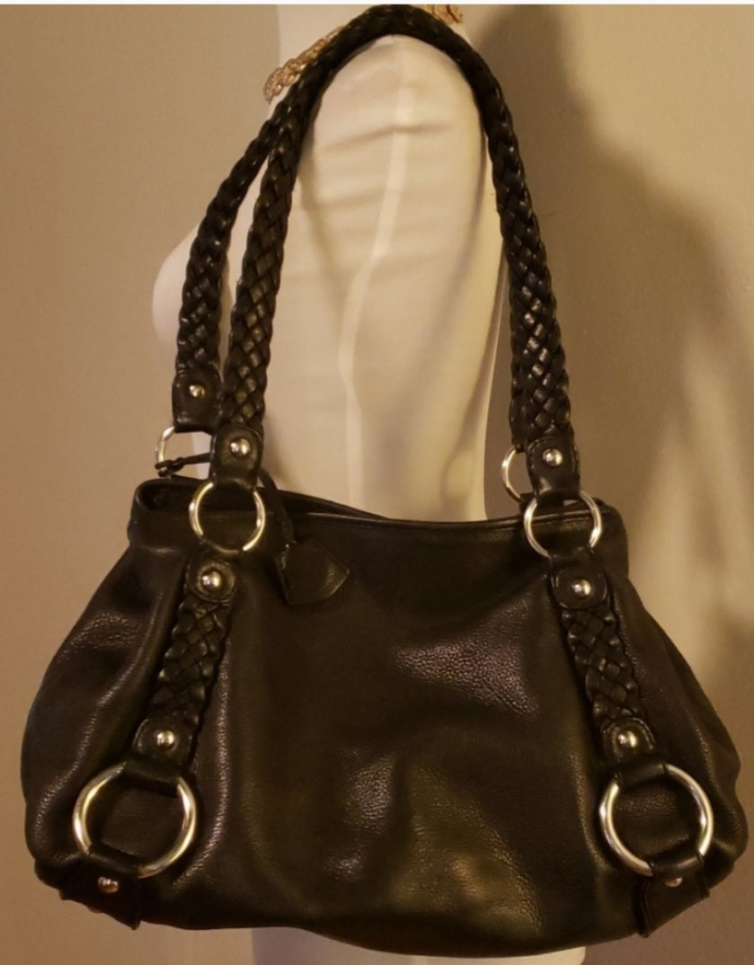 Banana Republic lrge blk lthr bag.