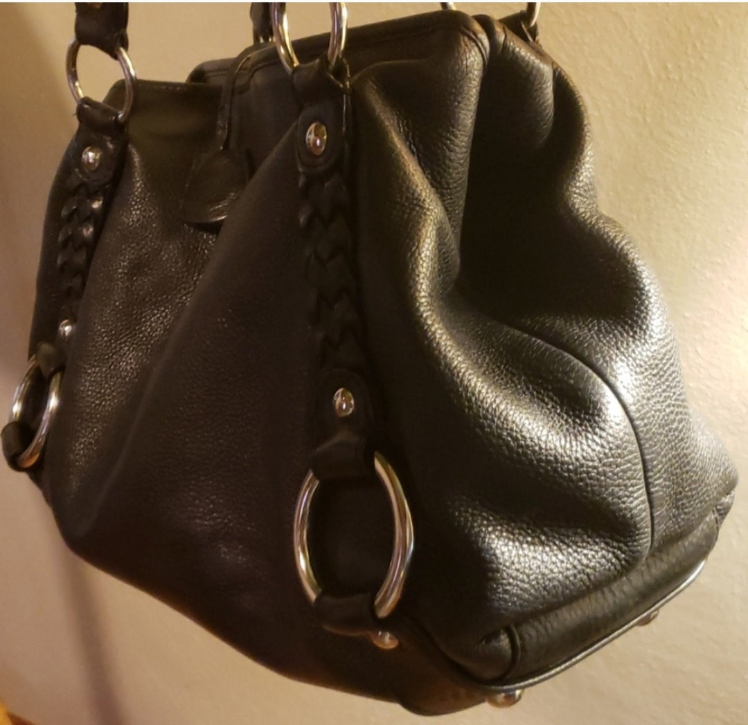 Banana Republic lrge blk lthr bag.