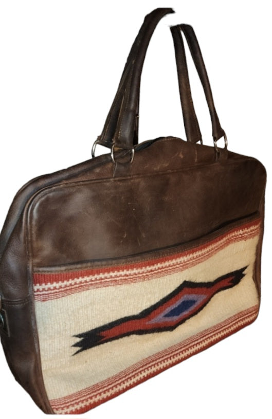 Beautiful True Western 100% Leather southwestern tapestry laptop bag/weekender