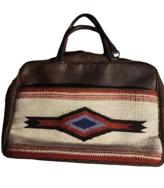 Beautiful True Western 100% Leather southwestern tapestry laptop bag/weekender