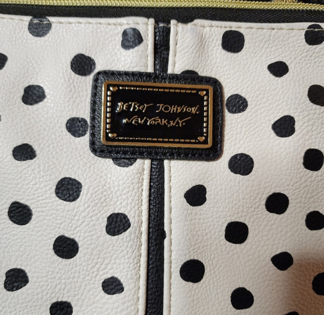 Betsey Johnson Black White Polka Dots Bow Chain Crossbody Purse