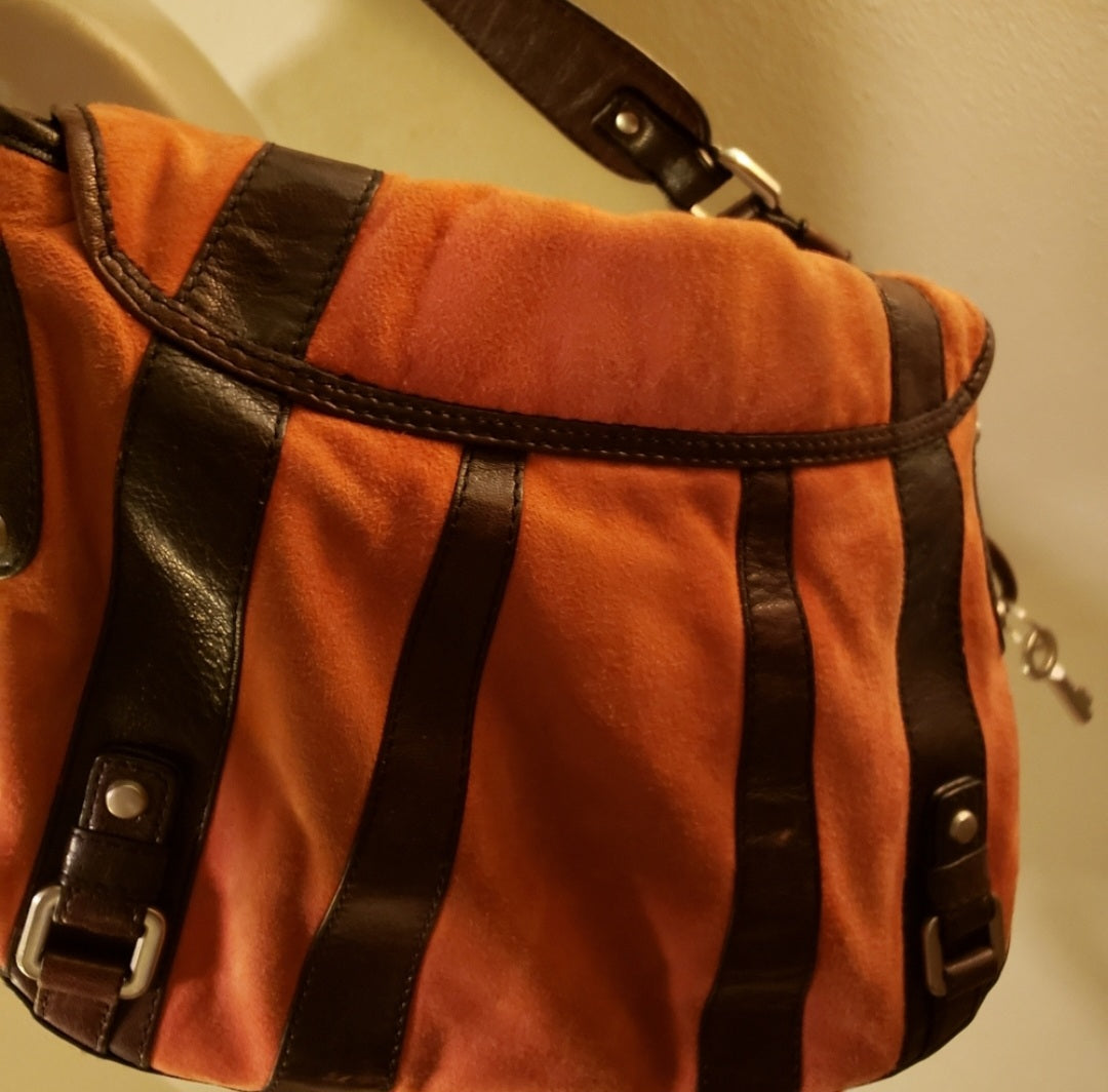 Fossil handbag.  Brown/Orange - Nubuck/Leather